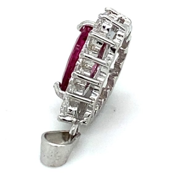 Rubellite 1.70ct White Gold Finish Silver Pendant - Picture 5 of 6